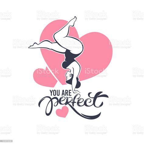 You Are Perfect Happy Plus Size Pinup Girl On Heart Shape Background And Lettering Composition