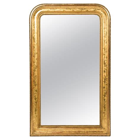 19th Century Large Antique French Louis Philippe Gold Leaf Mirror At