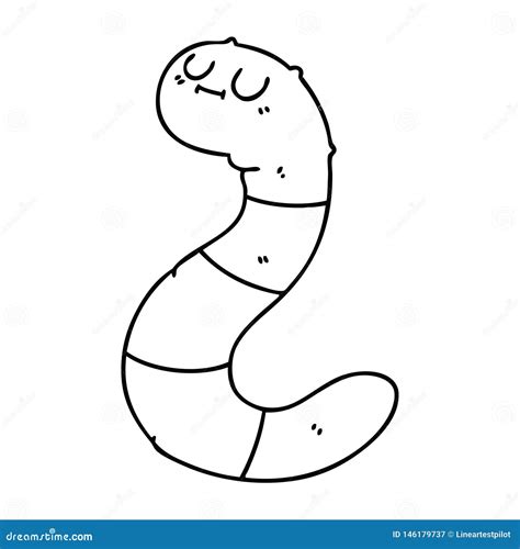 Line Drawing Quirky Cartoon Worm Stock Vector Illustration Of Drawing