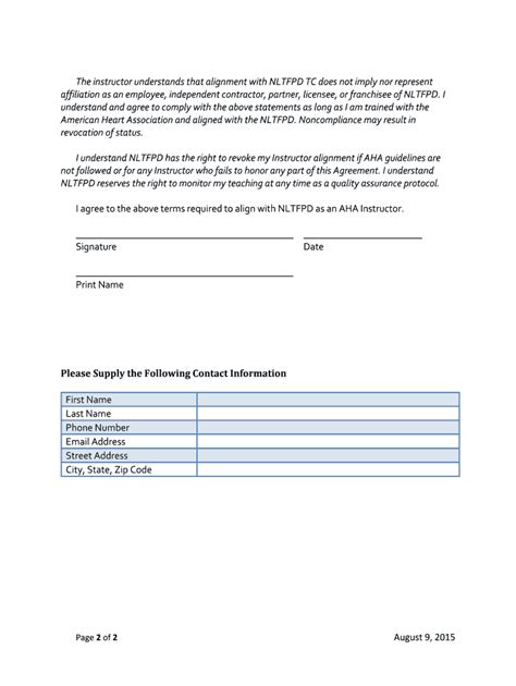 Fillable Online Instructor Alignment Agreement Eform Fax Email Print