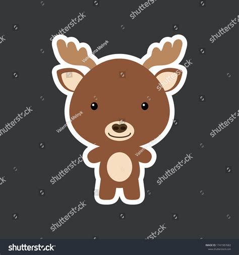 Cute Funny Baby Moose Sticker Woodland Stock Vector Royalty Free