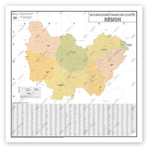 Région Bourgogne Franche Comté Carte géographique Boutique