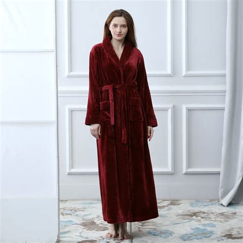 Zzwxwb Robes For Women Women Solid Thicken Velvet Robe Bathrobe Gown