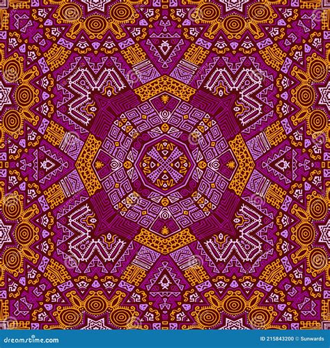 Purple Orange African Motifs Kenya Geometric Seamless Pattern Vector