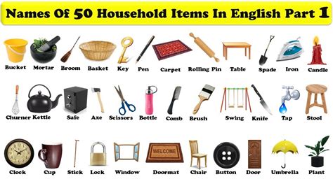 50 Household Items In English With Pdf English Vocabulary 50