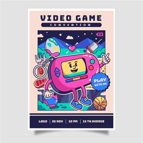 Free Vector Hand Drawn Retro Gaming Poster