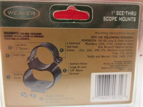 Weaver See Through Scope Rings â€‹remington 700 â€‹new Old Stock â