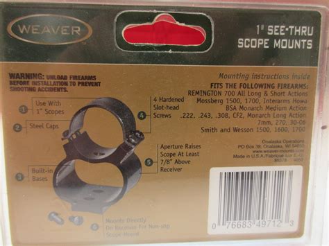 Weaver See Through Scope Rings â€‹remington 700 â€‹new Old Stock â€‹weaver Number 49712