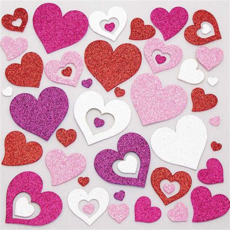 Heart Glitter Foam Stickers Value Pack Baker Ross