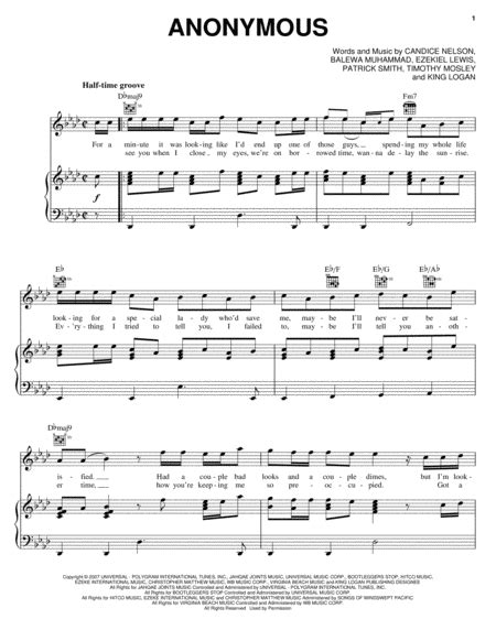 Anonymous By Timbaland Piano Vocal Guitar Digital Sheet Music