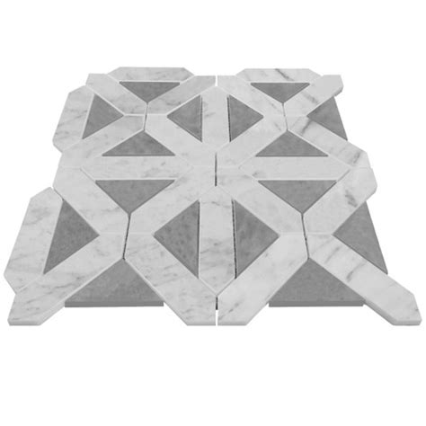 Carrara Marble Octagon Mosaic Tile With Bardiglio Honed