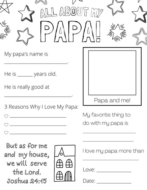 All About My Dad Papa Grandpa Free Printable Out Upon The Waters