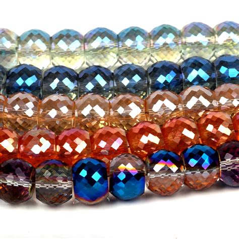 Hematite Faceted Rondelle Gemstone Crystal Glass Beads With Hole Lamp