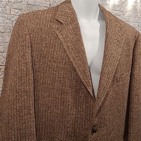 Harris Tweed Scottish Wool Herringbone Blazer Jacket Gem