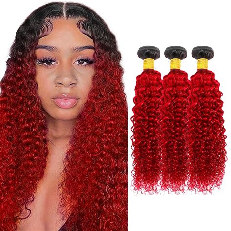 Amazon Inch Red Bundles Human Hair Ombre Bundles Red