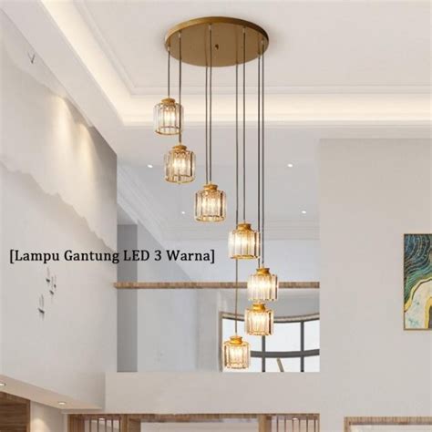 Jual Lampu Gantung Kristal Led 3 Warna Void Modern Minimalis Lampu