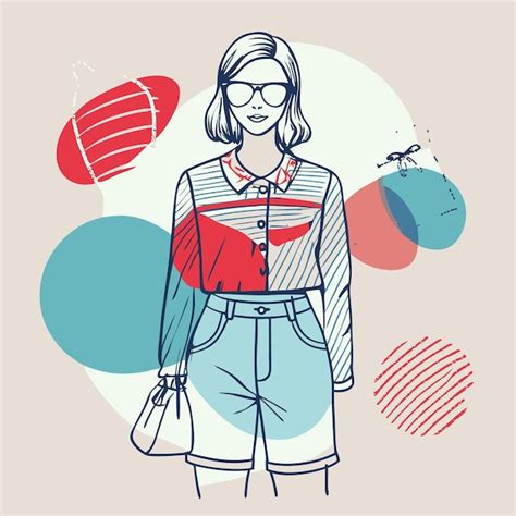 A Stylish Illustrated Woman Wearing Glasses And Casual Attire Premium Ai Generated Vector