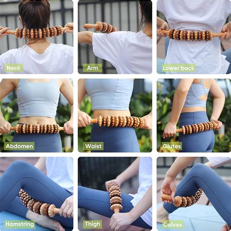 Wood Therapy Tools ONUEMP Wooden Bend Massager Muscle Roller Stick