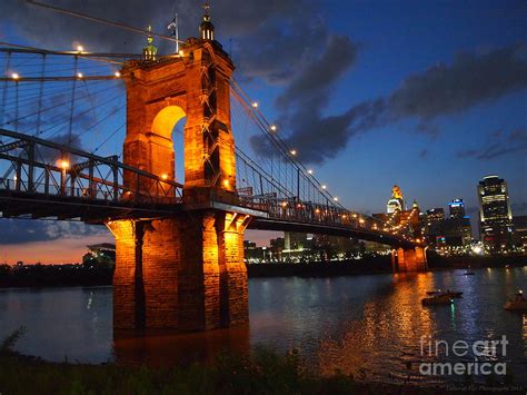 Roebling Suspension Bridge At Sunset Photograph By Deborah Fay