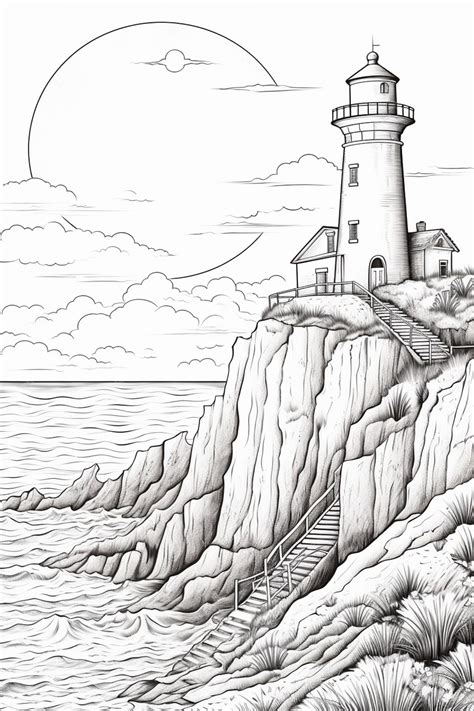 Premium AI Image | a drawing of a lighthouse on a rocky cliff
