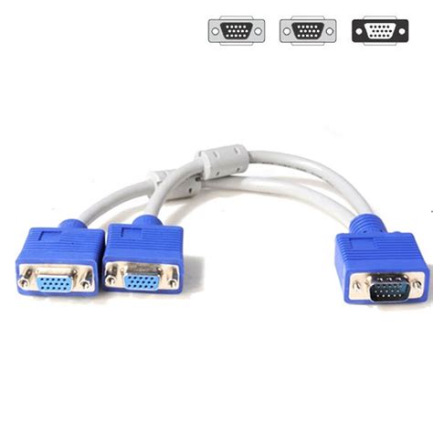 Vga 15 Pin Pc Svga Vga Male To Dual Female Vga Monitor Y Adapter