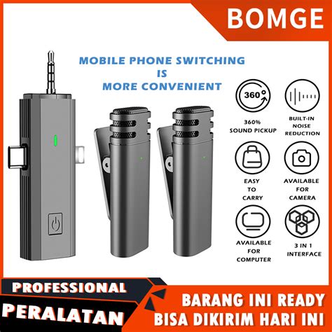 Jual Bomge Dual Wireless Lavalier Microphone Untuk Android Dual