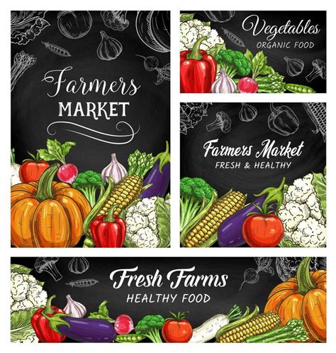 Fresh Vegetable Or Veggie Sketches On Blackboard 23838512 Vector Art At