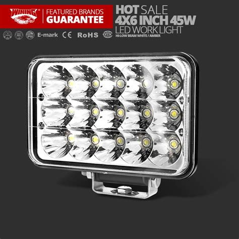 Offroad Hi Low Beam 45W Crystal LED Headlight Led Driving Light 4x6