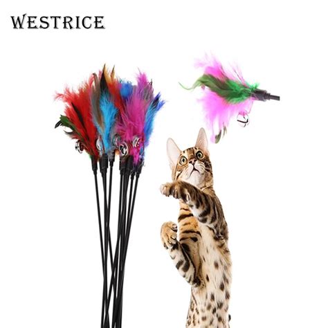 Westrice Long Rod Pets Toy Fashion Cat Play Feather Teaser Small