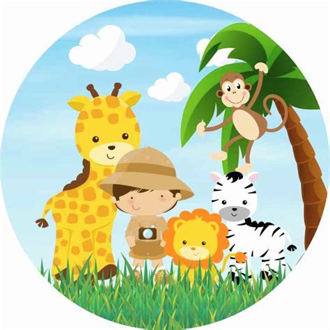 Painel Em Lona Redondo Festa Infantil Safari Cute Shopee Brasil