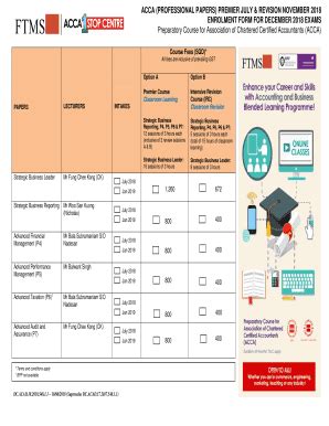 Fillable Online ACCA (PROFESSIONAL PAPERS) - FTMSGlobal Academy Fax ...