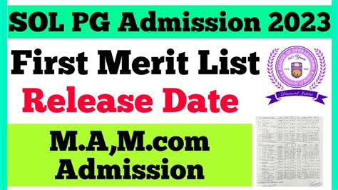 Sol Pg Admission Merit List Sol Pg Admission First Merit List M