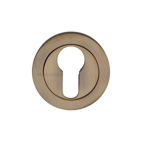 Heritage Brass Euro Profile Cylinder Escutcheon Antique Brass Finish Prestige Hardware