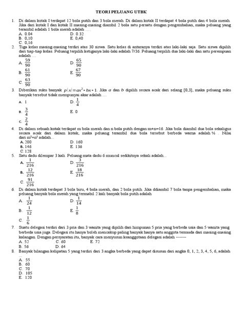 Teori Peluang Utbk Pdf