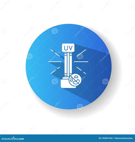 Uv Light Disinfection Blue Flat Design Long Shadow Glyph Icon Stock