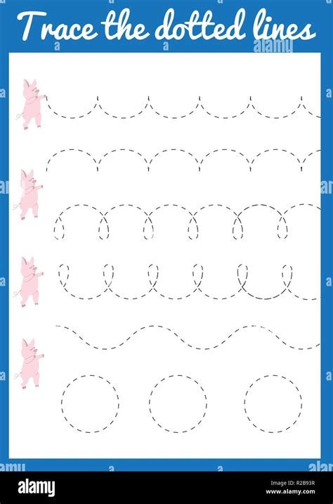 Trace The Line Handwriting Practice Sheet Educational Children Game