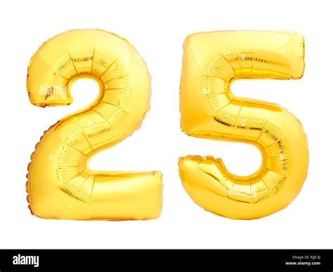 Golden number 25 twenty five made of inflatable balloon Stock Photo - Alamy