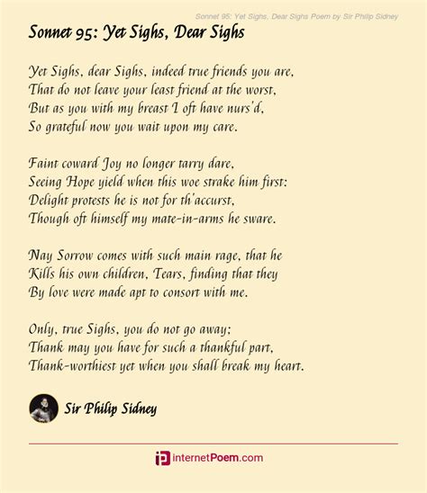 Sonnet 95 Yet Sighs Dear Sighs Poem By Sir Philip Sidney