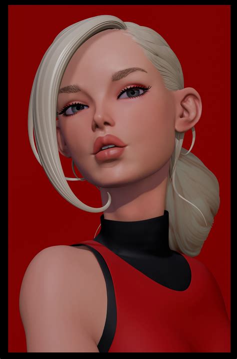 Artstation Red Girl 3d Sketch