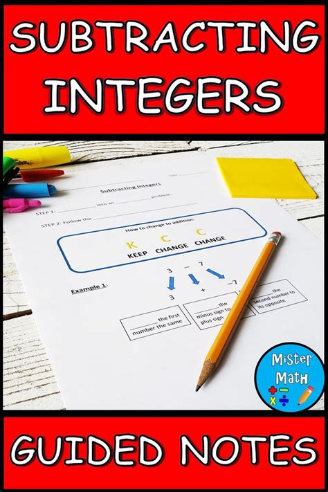 Subtracting Integers Guided Notes Math Guided Notes Elementary