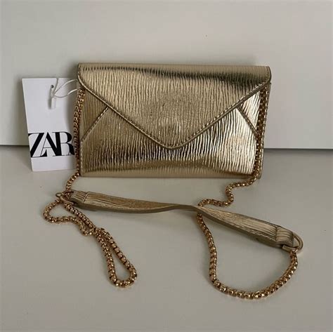 Bolsa A Tiracolo Envelope Dourada Zara Bolsa De Ombro Feminina Zara