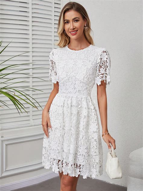 Guipure Lace Overlay Dress SHEIN USA