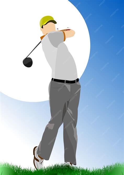 Premium Vector Golf Club Background With Golfer Man Image Vector 3d