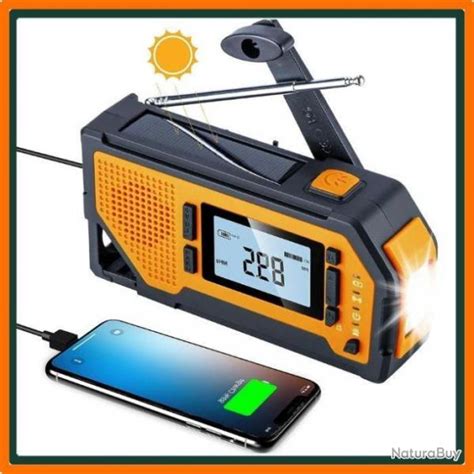 Radio D Urgence Solaire Ecran Lcd Manivelle De Secours Batterie