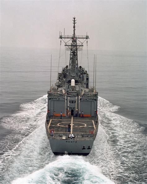 Aerial Stern View Of The Oliver Hazard Perry Class Guided Missile