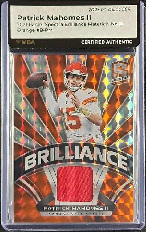 Panini Spectra Brilliance Neon Orange Patrick Mahomes Ii Patch