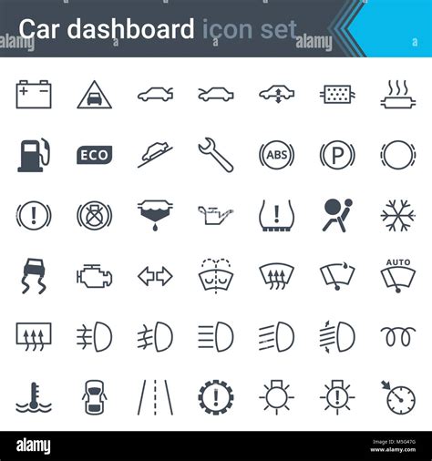 Armaturenbrett Schnittstelle Und Indikatoren Icon Set Service Wartung