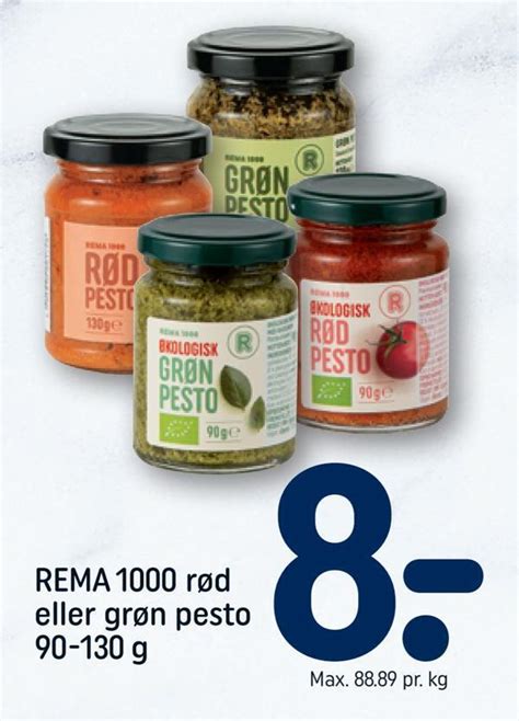 Rema 1000 rød eller grøn pesto tilbud hos Rema 1000