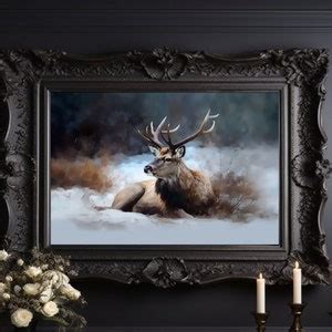 Reindeer No.1 Art Print, Snow, Watercolor Style, Wall Decor - Etsy