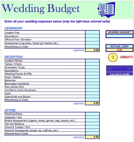 Printable Wedding Budget Template Free Iwork Templates Basic Wedding ...